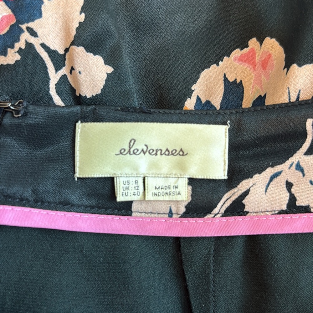 Elevenses Black Pink Tansy Ruffled Trumpet Pants‎ Size 8 - Picture 11 of 14